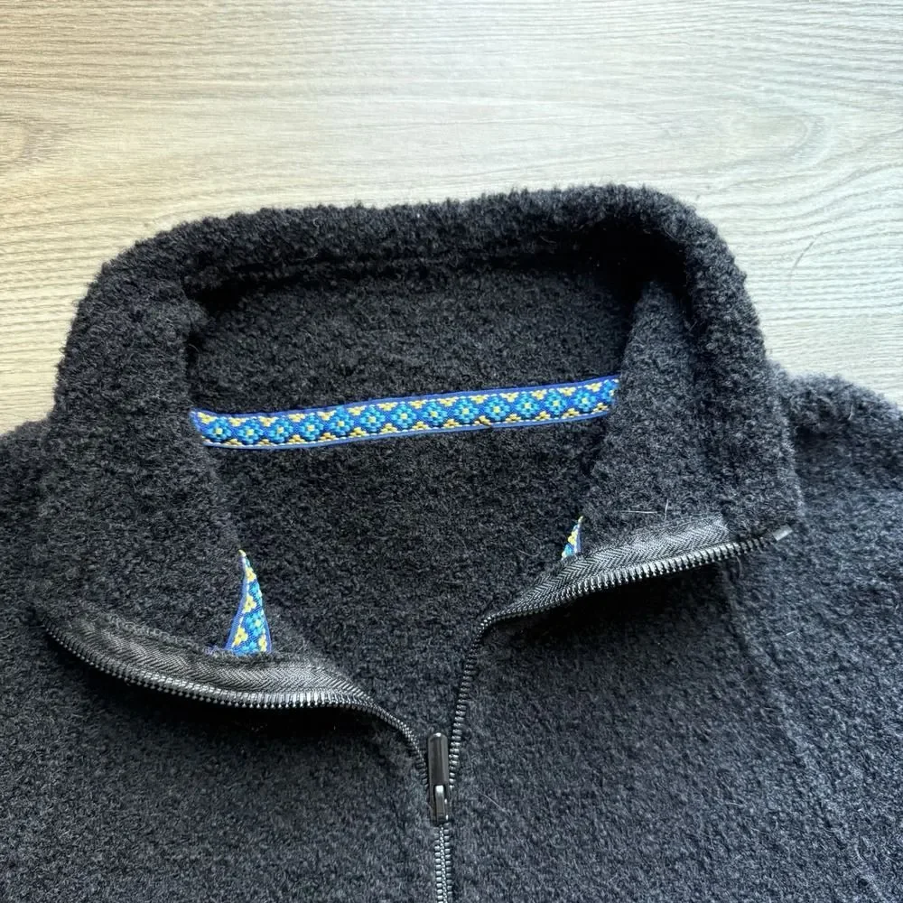 Petros Merino Fleece Black Full Zip Wool Sweater Mens Size XL